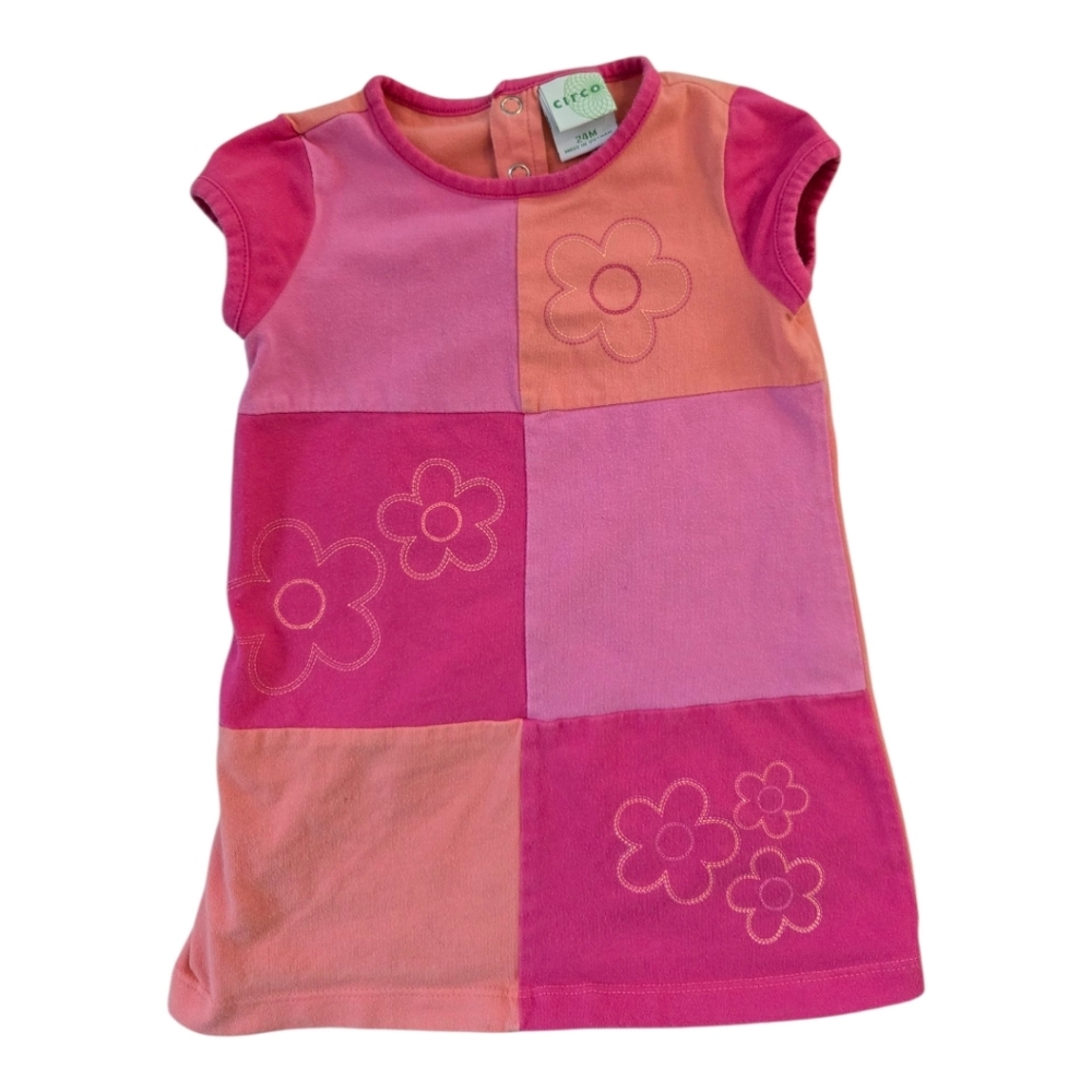 Vintage Y2k Circo Colorful Coral Orange Pink Patchwork Dress